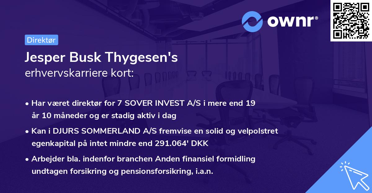 Jesper Busk Thygesen's erhvervskarriere kort