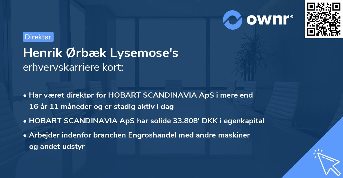 Henrik Ørbæk Lysemose's erhvervskarriere kort