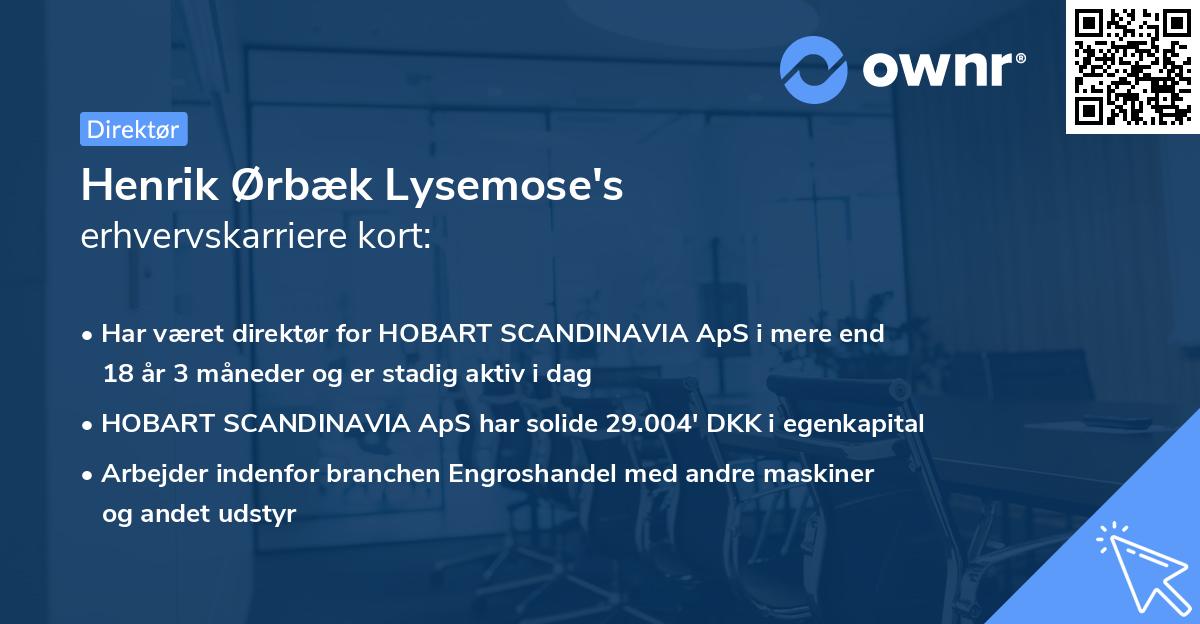 Henrik Ørbæk Lysemose's erhvervskarriere kort