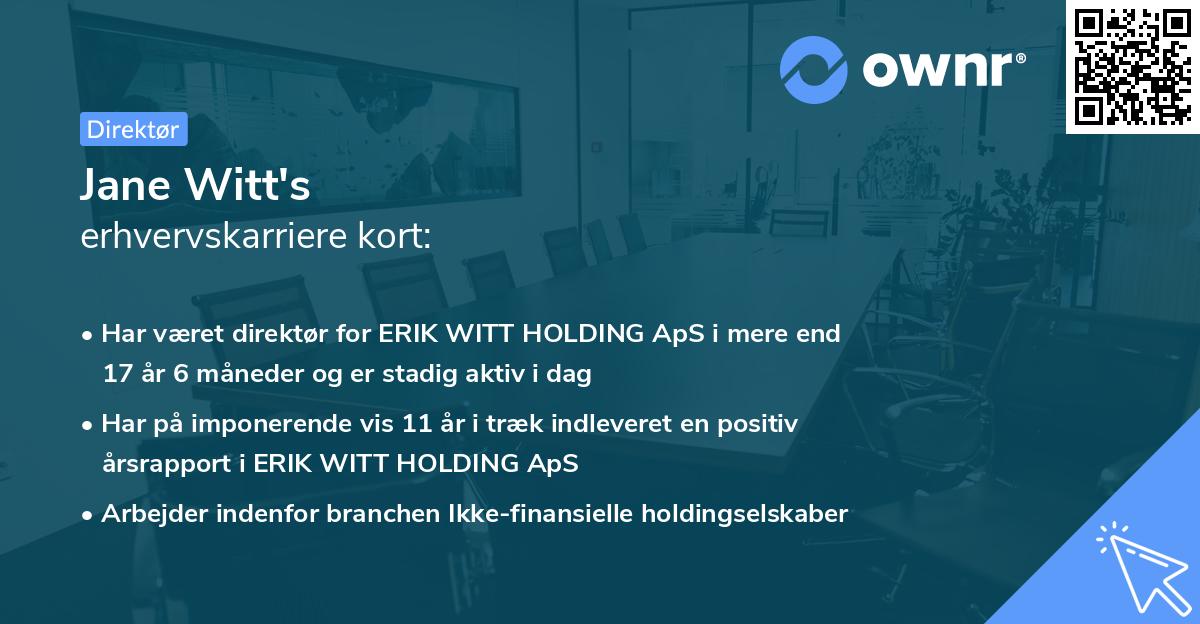 Jane Witt's erhvervskarriere kort