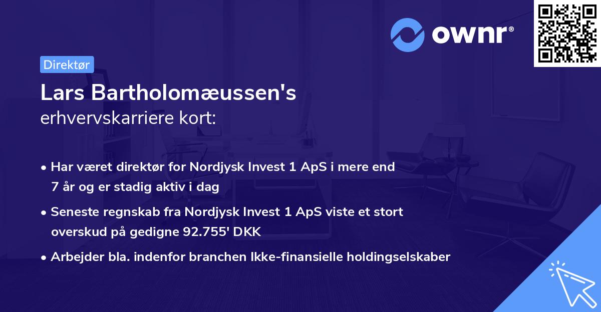 Lars Bartholomæussen's erhvervskarriere kort