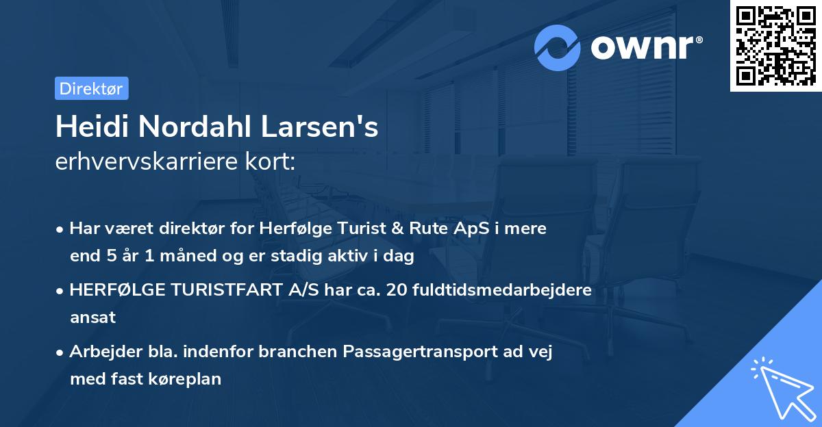 Heidi Nordahl Larsen's erhvervskarriere kort