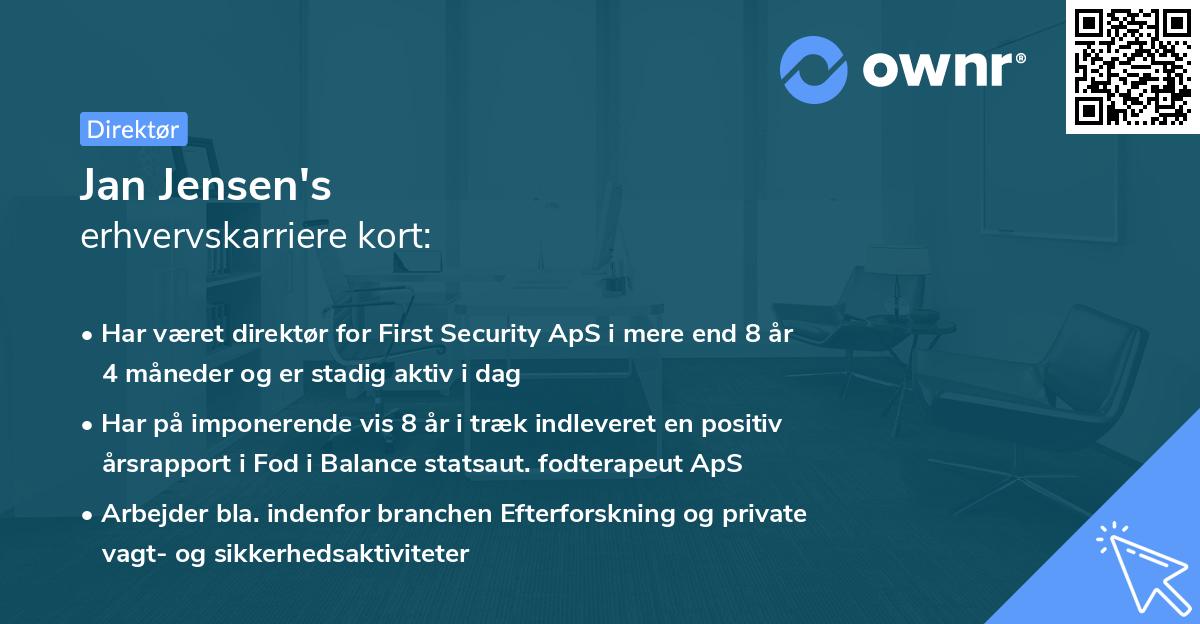 Jan Jensen's erhvervskarriere kort