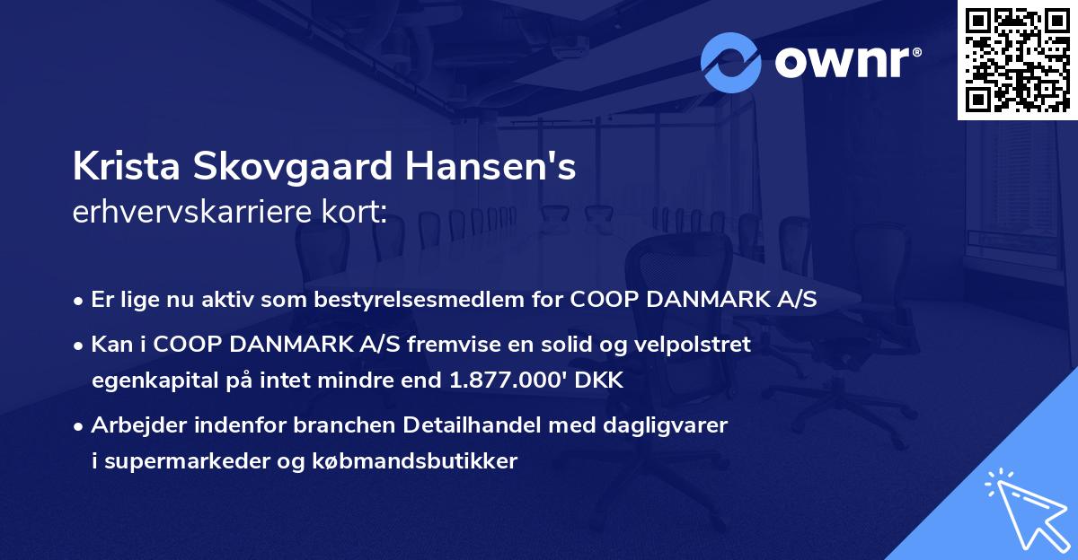 Krista Skovgaard Hansen's erhvervskarriere kort