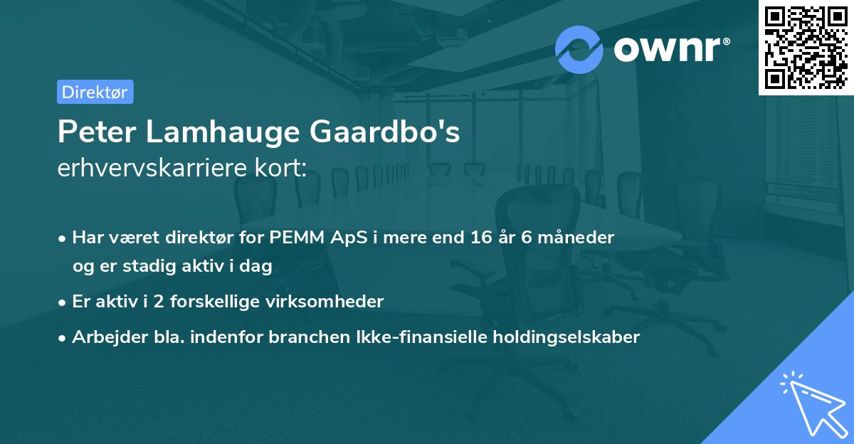 Peter Lamhauge Gaardbo's erhvervskarriere kort