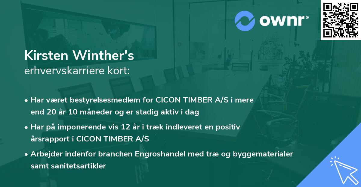 Kirsten Winther's erhvervskarriere kort