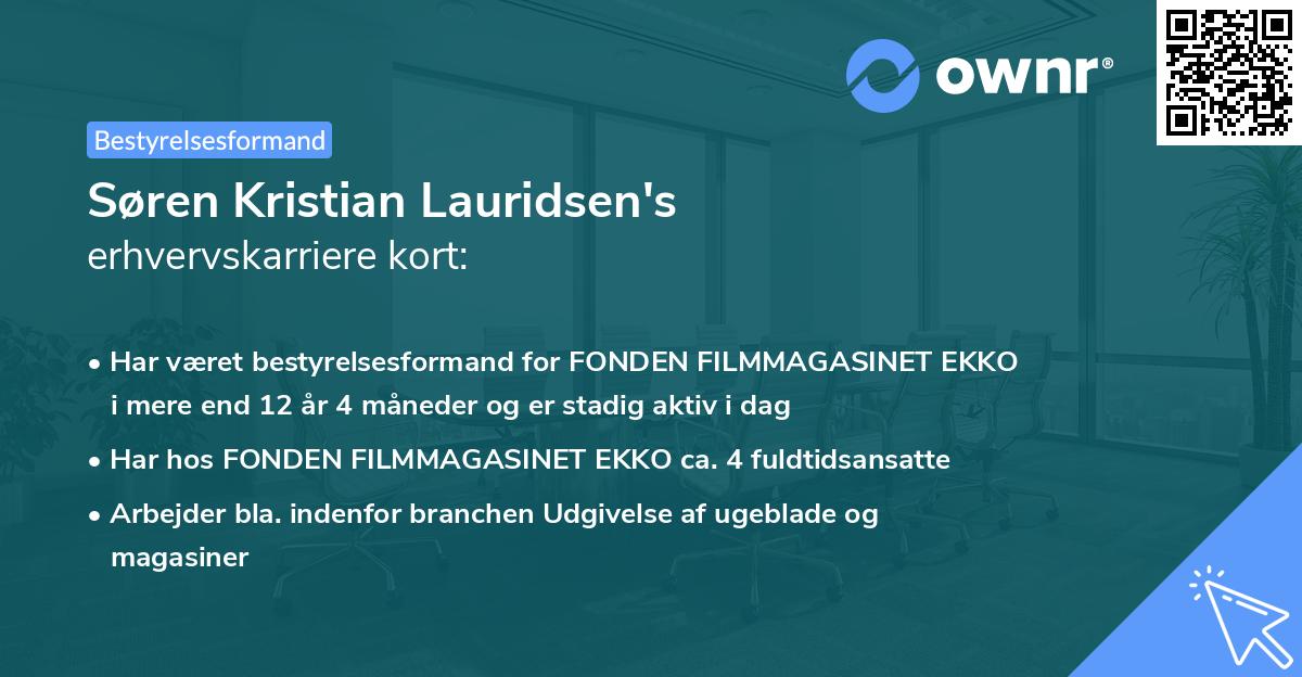 Søren Kristian Lauridsen's erhvervskarriere kort