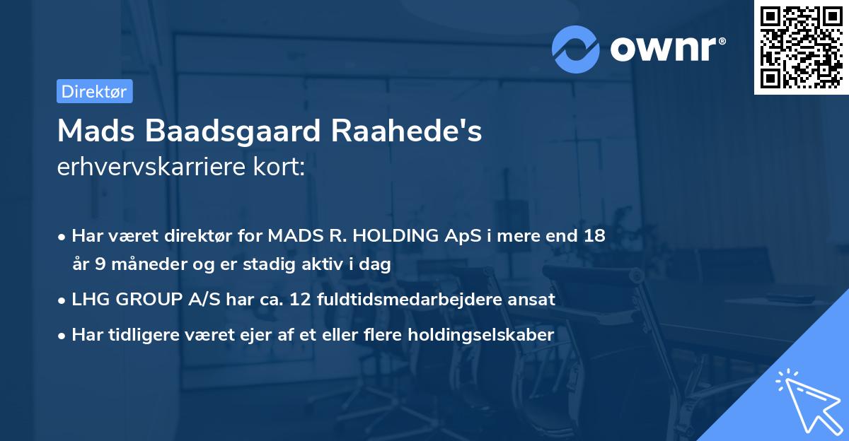 Mads Baadsgaard Raahede's erhvervskarriere kort