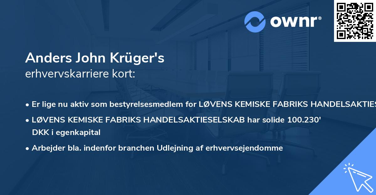 Anders John Krüger's erhvervskarriere kort