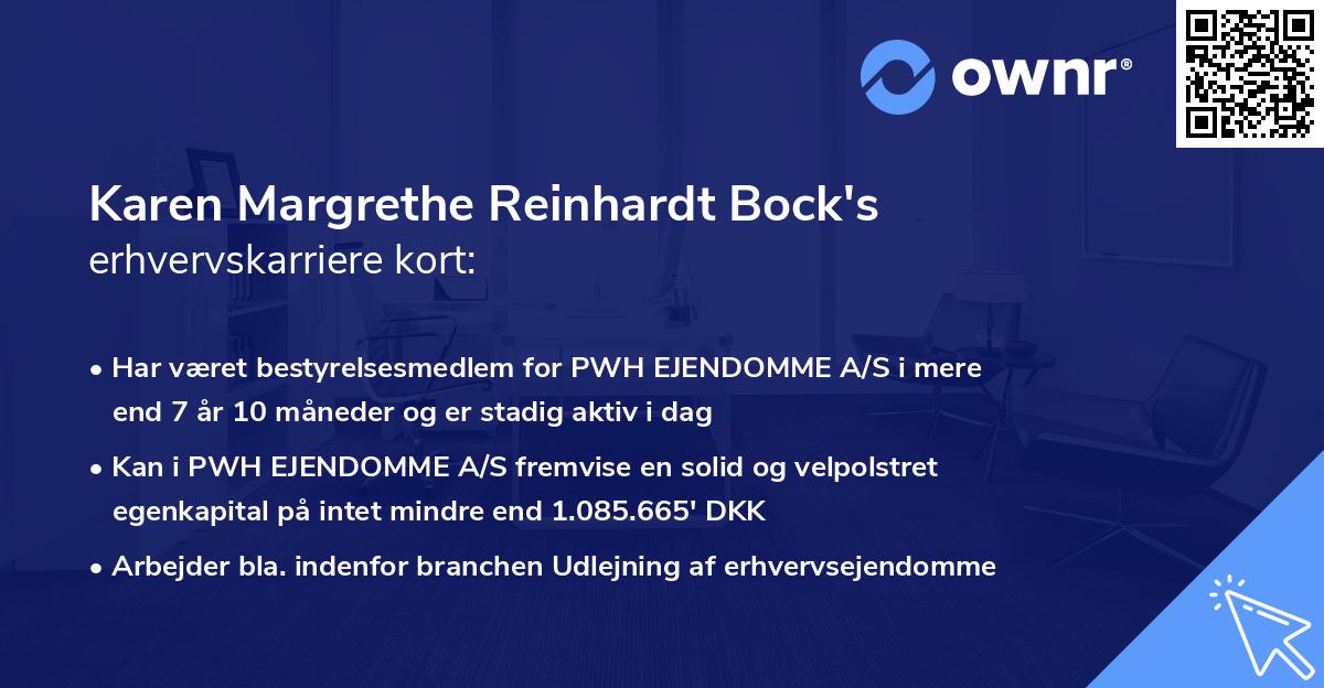 Karen Margrethe Reinhardt Bock's erhvervskarriere kort