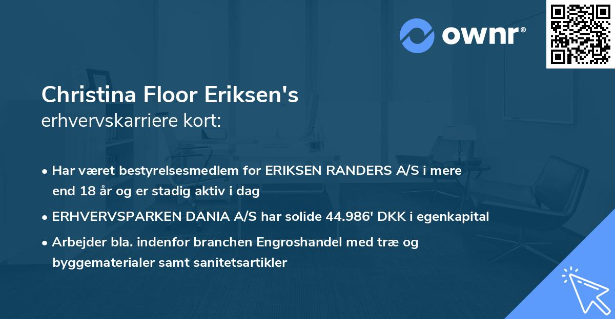 Christina Floor Eriksen's erhvervskarriere kort