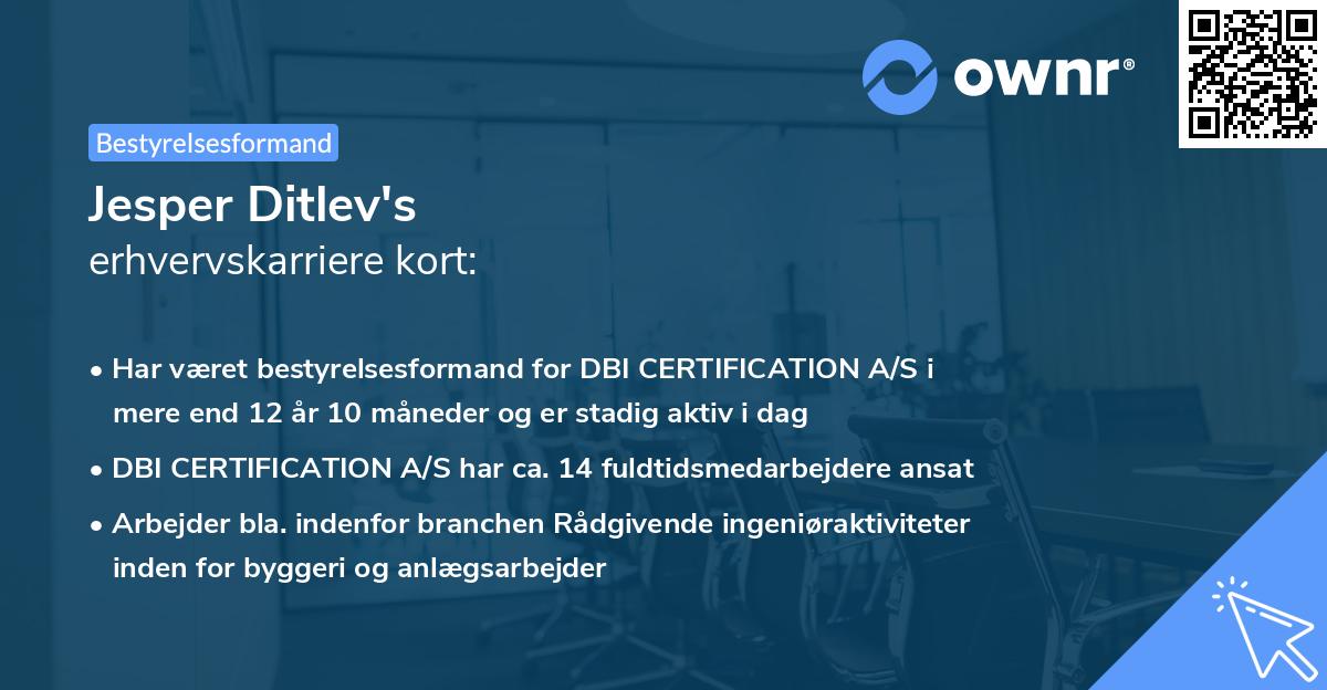 Jesper Ditlev's erhvervskarriere kort