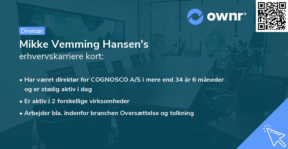 Mikke Vemming Hansen's erhvervskarriere kort