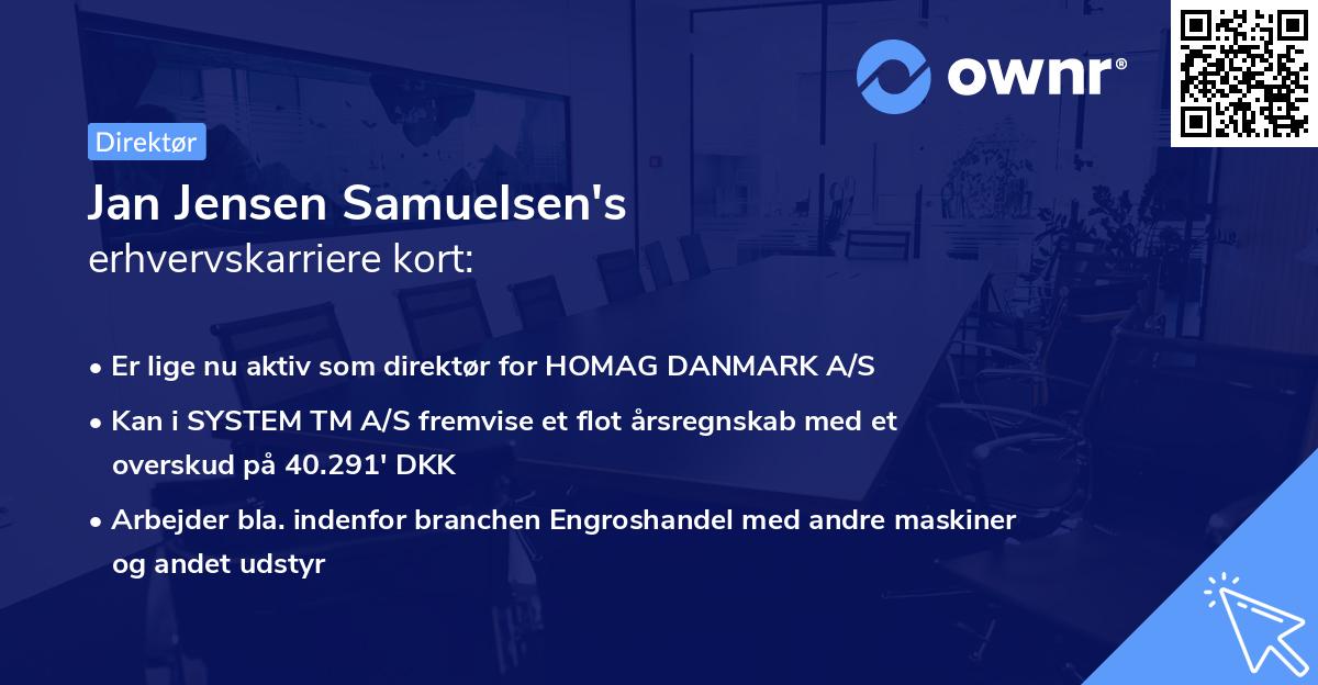 Jan Jensen Samuelsen's erhvervskarriere kort