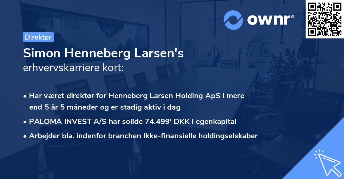 Simon Henneberg Larsen's erhvervskarriere kort