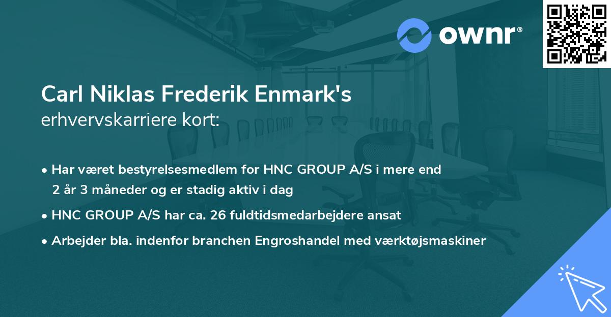 Carl Niklas Frederik Enmark's erhvervskarriere kort