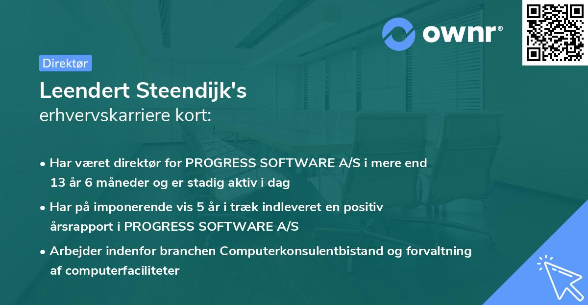 Leendert Steendijk's erhvervskarriere kort