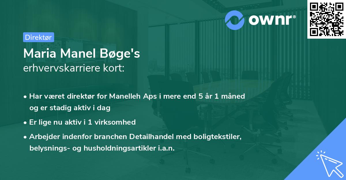 Maria Manel Bøge's erhvervskarriere kort