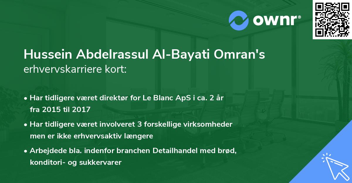 Hussein Abdelrassul Al-Bayati Omran's erhvervskarriere kort
