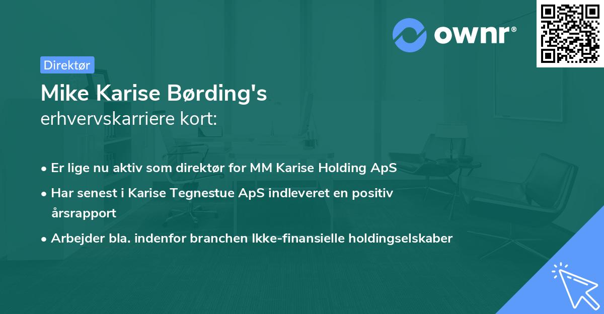 Mike Karise Børding's erhvervskarriere kort