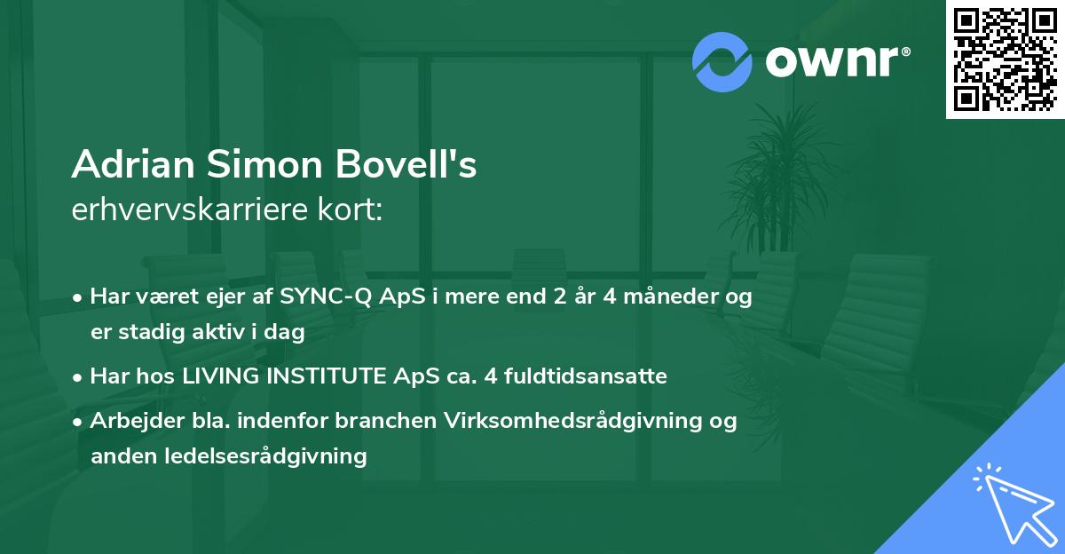 Adrian Simon Bovell's erhvervskarriere kort