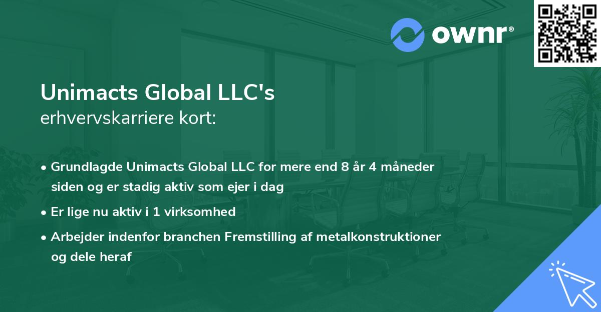 Unimacts Global LLC's erhvervskarriere kort