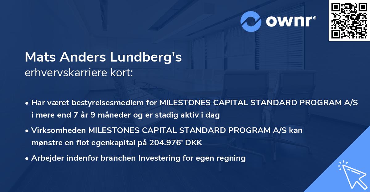 Mats Anders Lundberg's erhvervskarriere kort