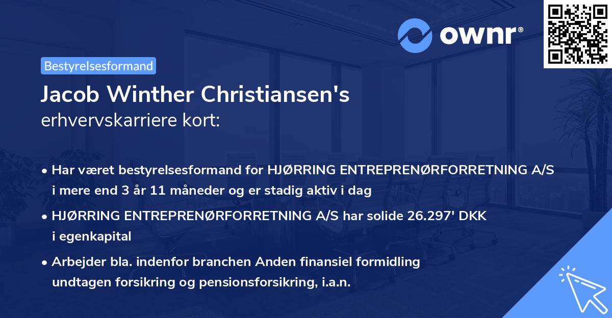 Jacob Winther Christiansen's erhvervskarriere kort