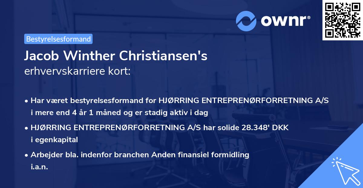 Jacob Winther Christiansen's erhvervskarriere kort