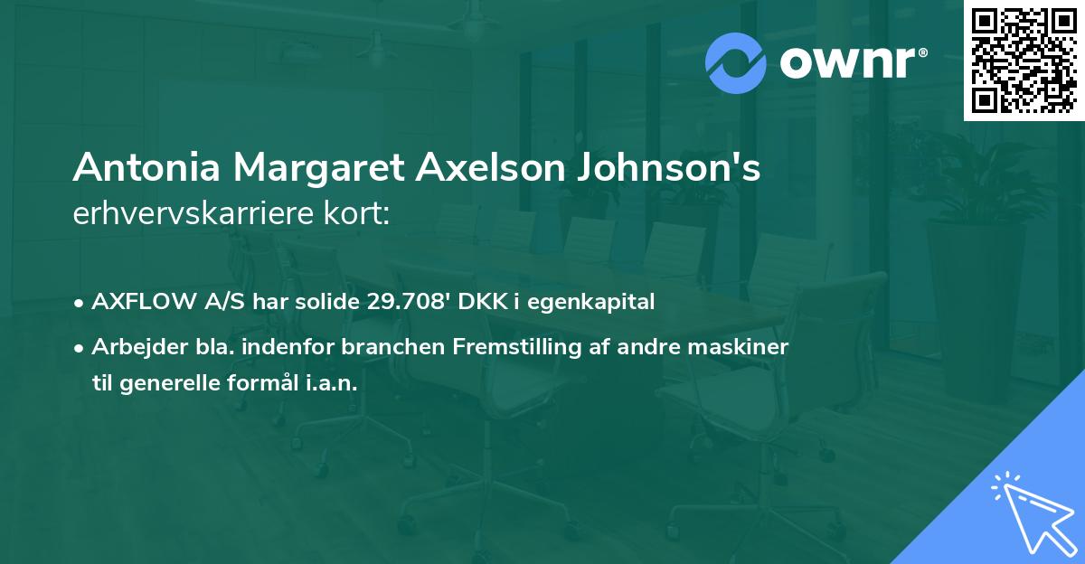 Antonia Margaret Axelson Johnson's erhvervskarriere kort