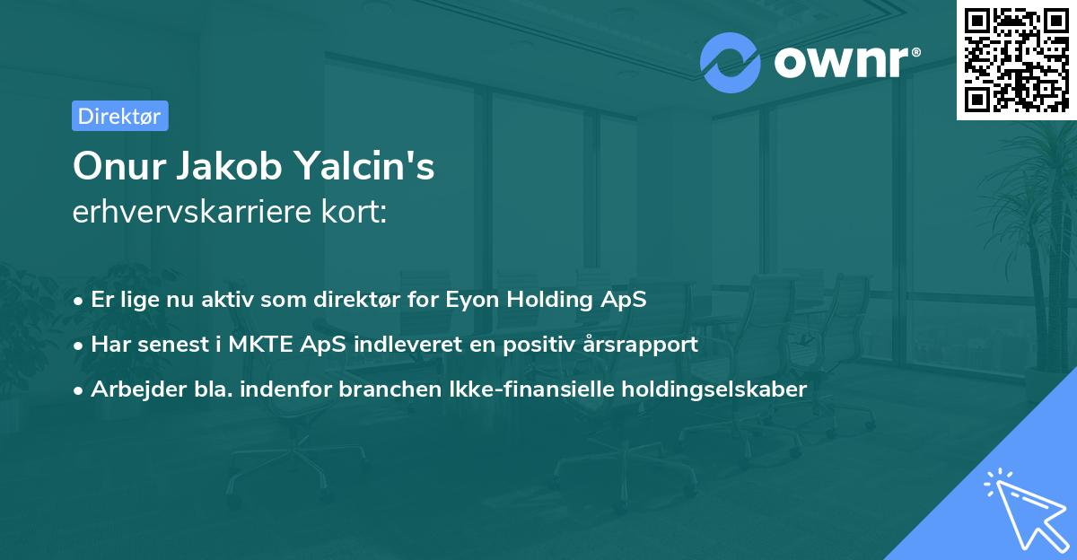 Onur Jakob Yalcin's erhvervskarriere kort