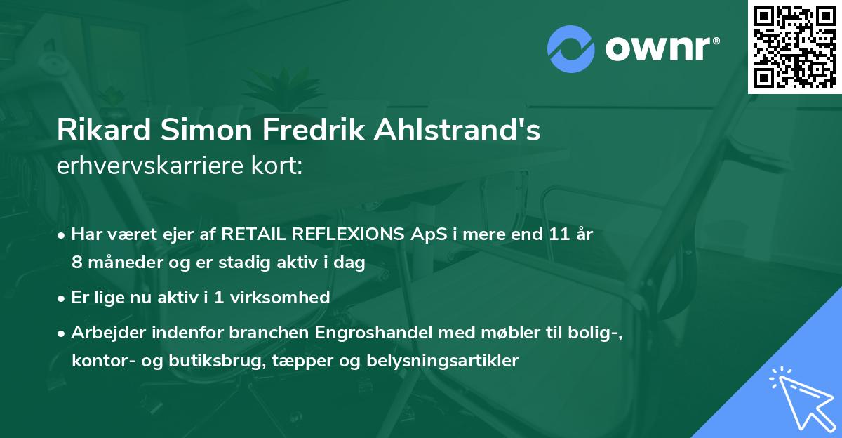 Rikard Simon Fredrik Ahlstrand's erhvervskarriere kort