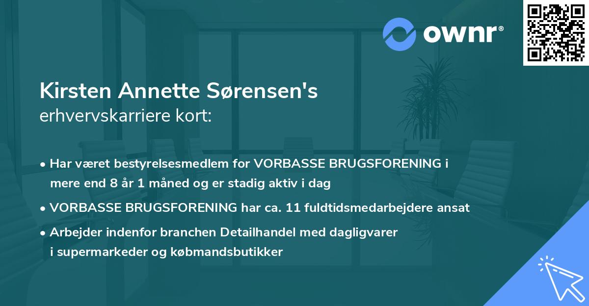 Kirsten Annette Sørensen's erhvervskarriere kort