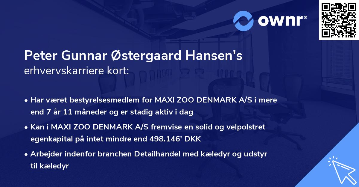 Peter Gunnar Østergaard Hansen's erhvervskarriere kort