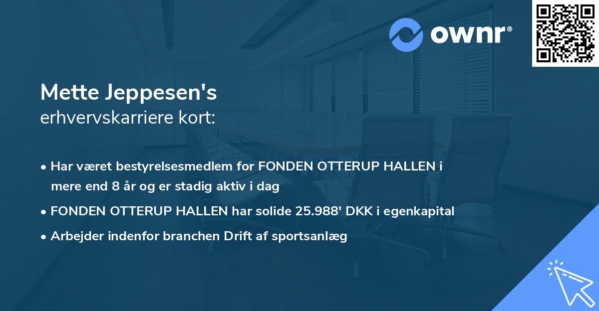Mette Jeppesen's erhvervskarriere kort