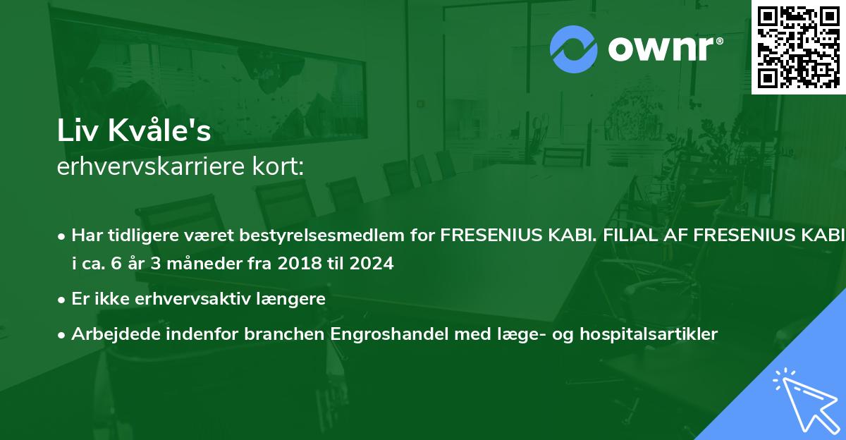 Liv Kvåle's erhvervskarriere kort