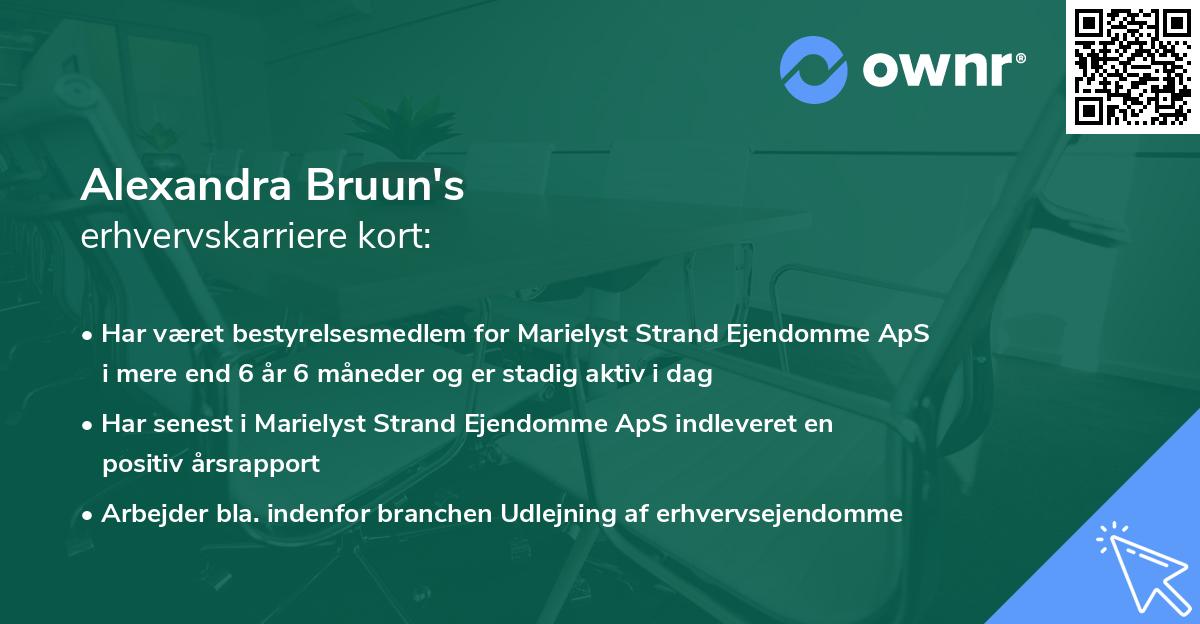 Alexandra Bruun's erhvervskarriere kort