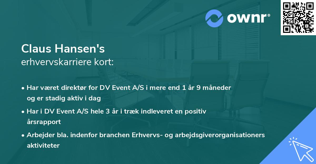 Claus Hansen's erhvervskarriere kort
