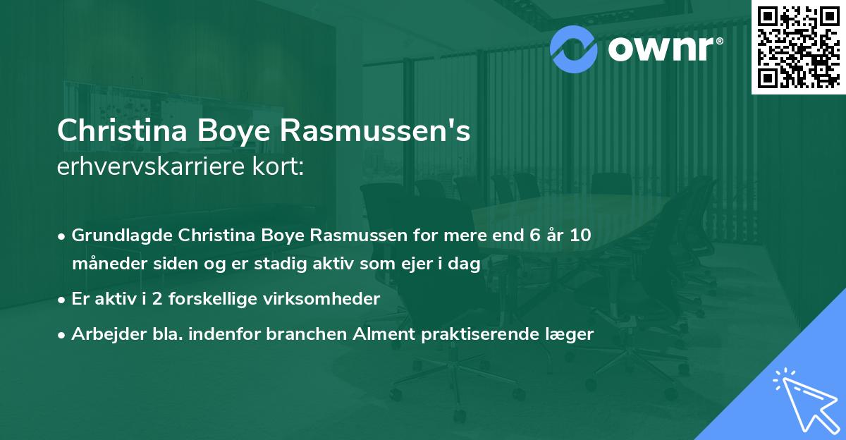 Christina Boye Rasmussen's erhvervskarriere kort