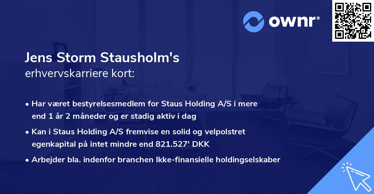 Jens Storm Stausholm's erhvervskarriere kort