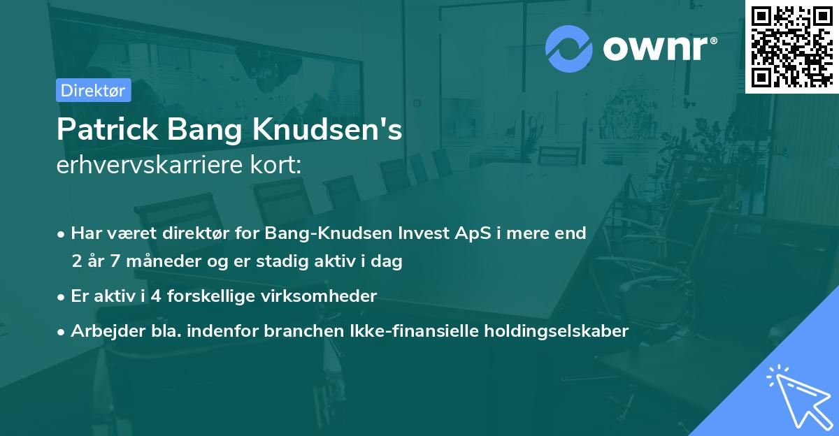 Patrick Bang Knudsen's erhvervskarriere kort