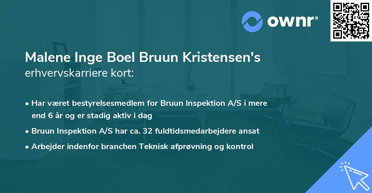 Malene Inge Boel Bruun Kristensen's erhvervskarriere kort