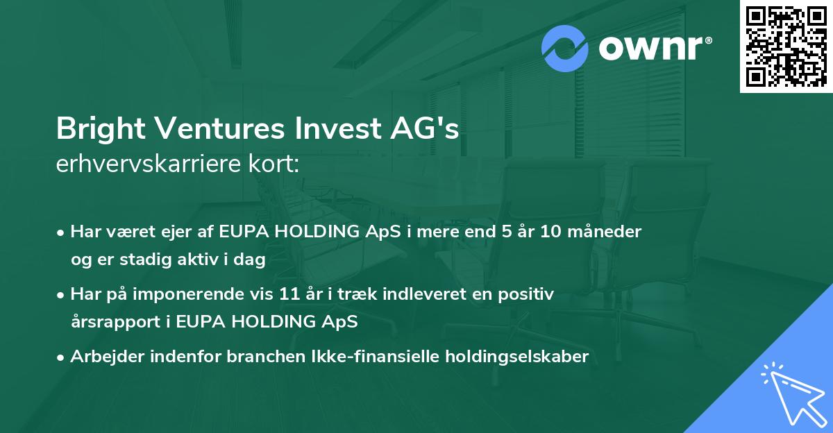 Bright Ventures Invest AG's erhvervskarriere kort