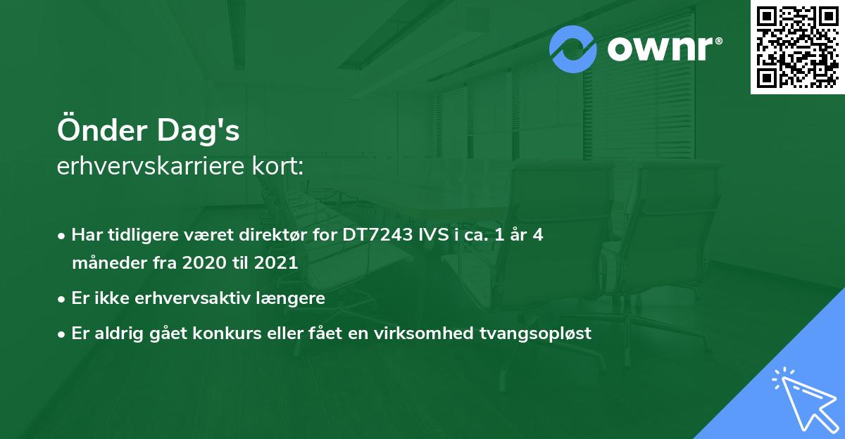 Önder Dag's erhvervskarriere kort