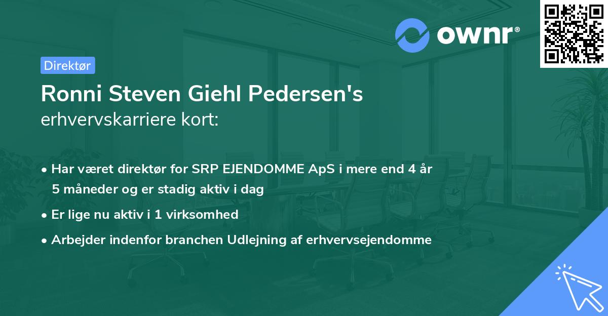 Ronni Steven Giehl Pedersen's erhvervskarriere kort