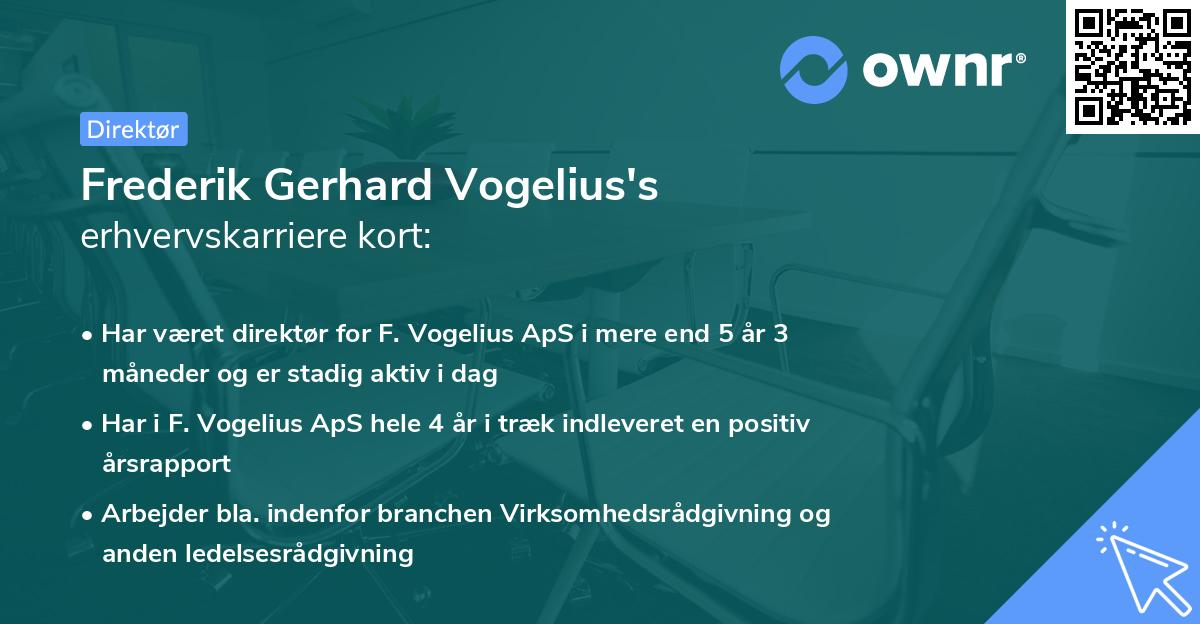 Frederik Gerhard Vogelius's erhvervskarriere kort