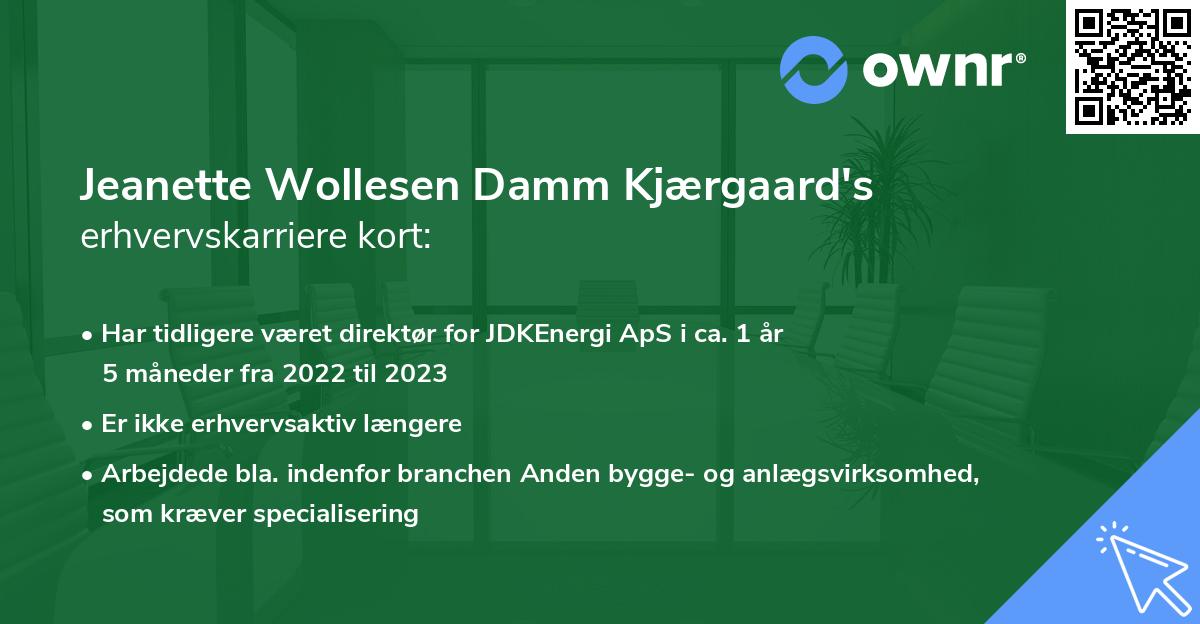 Jeanette Wollesen Damm Kjærgaard's erhvervskarriere kort