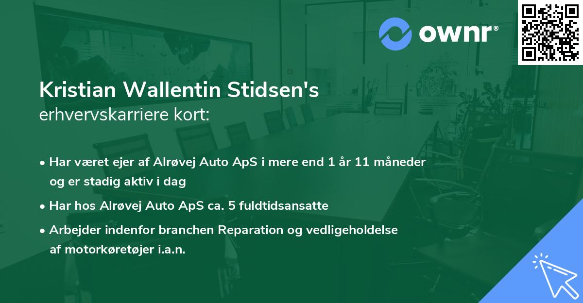 Kristian Wallentin Stidsen's erhvervskarriere kort