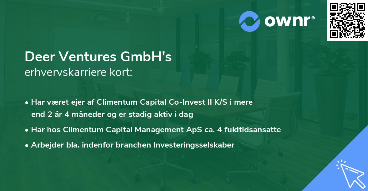 Deer Ventures GmbH's erhvervskarriere kort