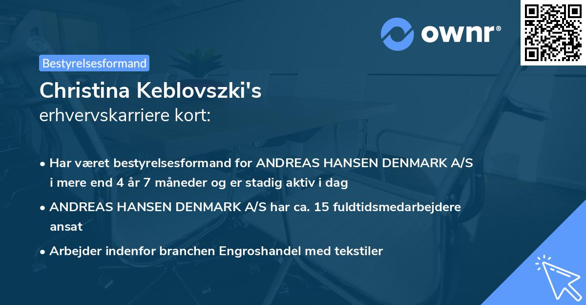 Christina Keblovszki's erhvervskarriere kort